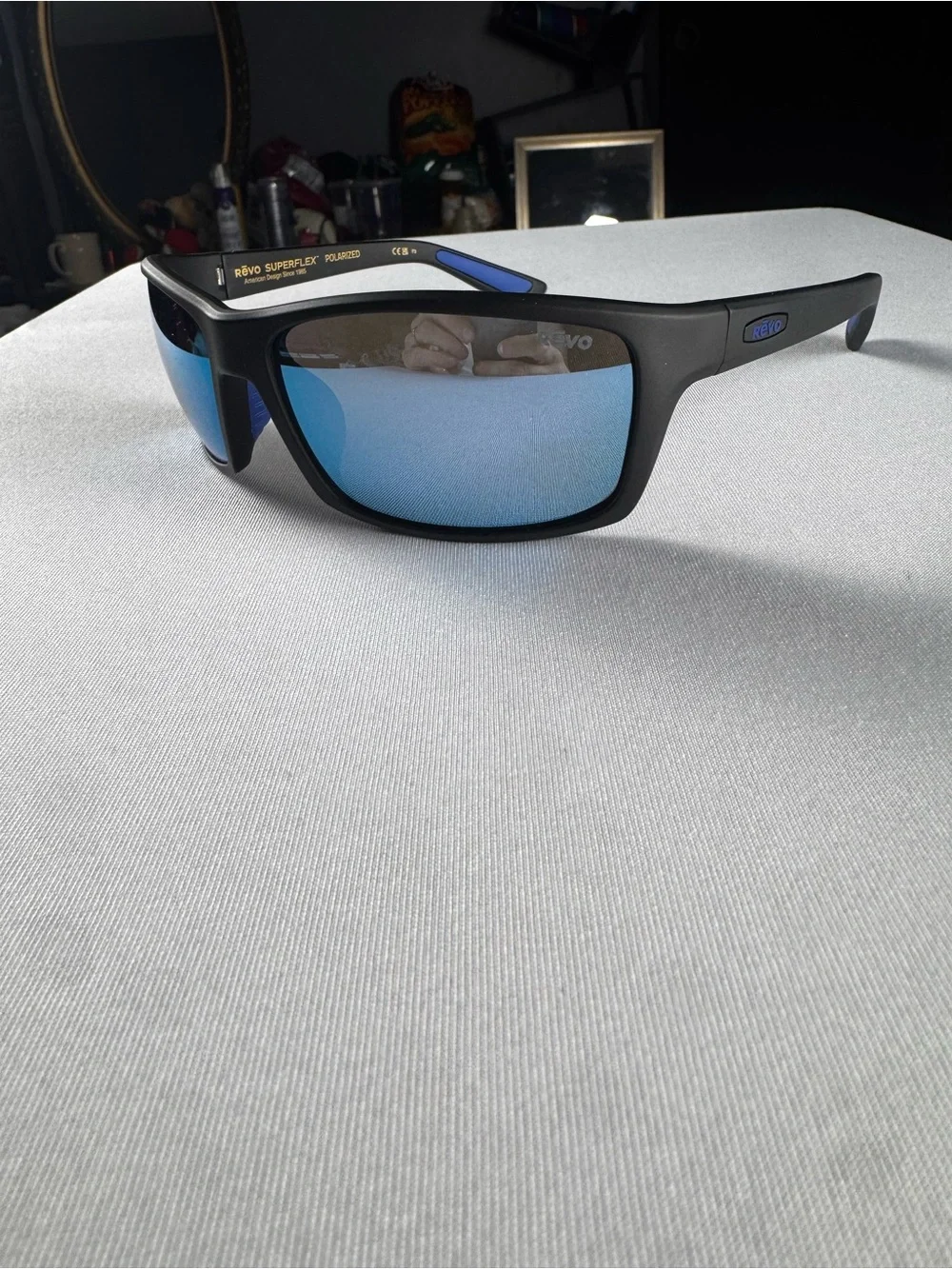 NEW! REVO RE 1137N REBEL Polarized 01BL Matte Black/ Crystal Blue Water Lenses